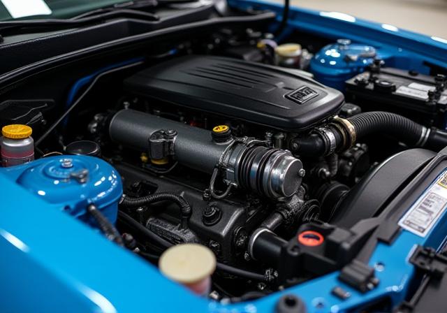 Cleaned and detailed engine bay of a car ready for sale